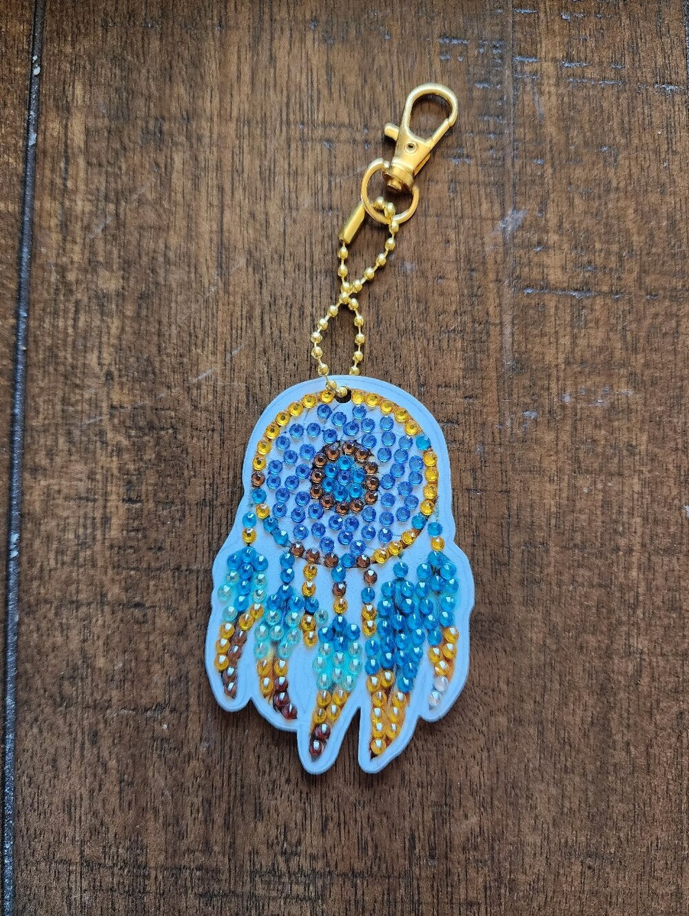 Blue and Gold Rhinestone Dreamcatcher Key & Card Holder